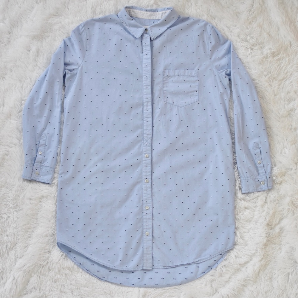 Treasure & Bond Button Up Collar Dot Shirt Dress
